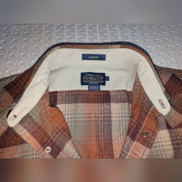 🆕 Pendleton Canyon Umatillo 100% Wool L Western Shirt L Rust Taupe Brown Plaid - Picture 9 of 17